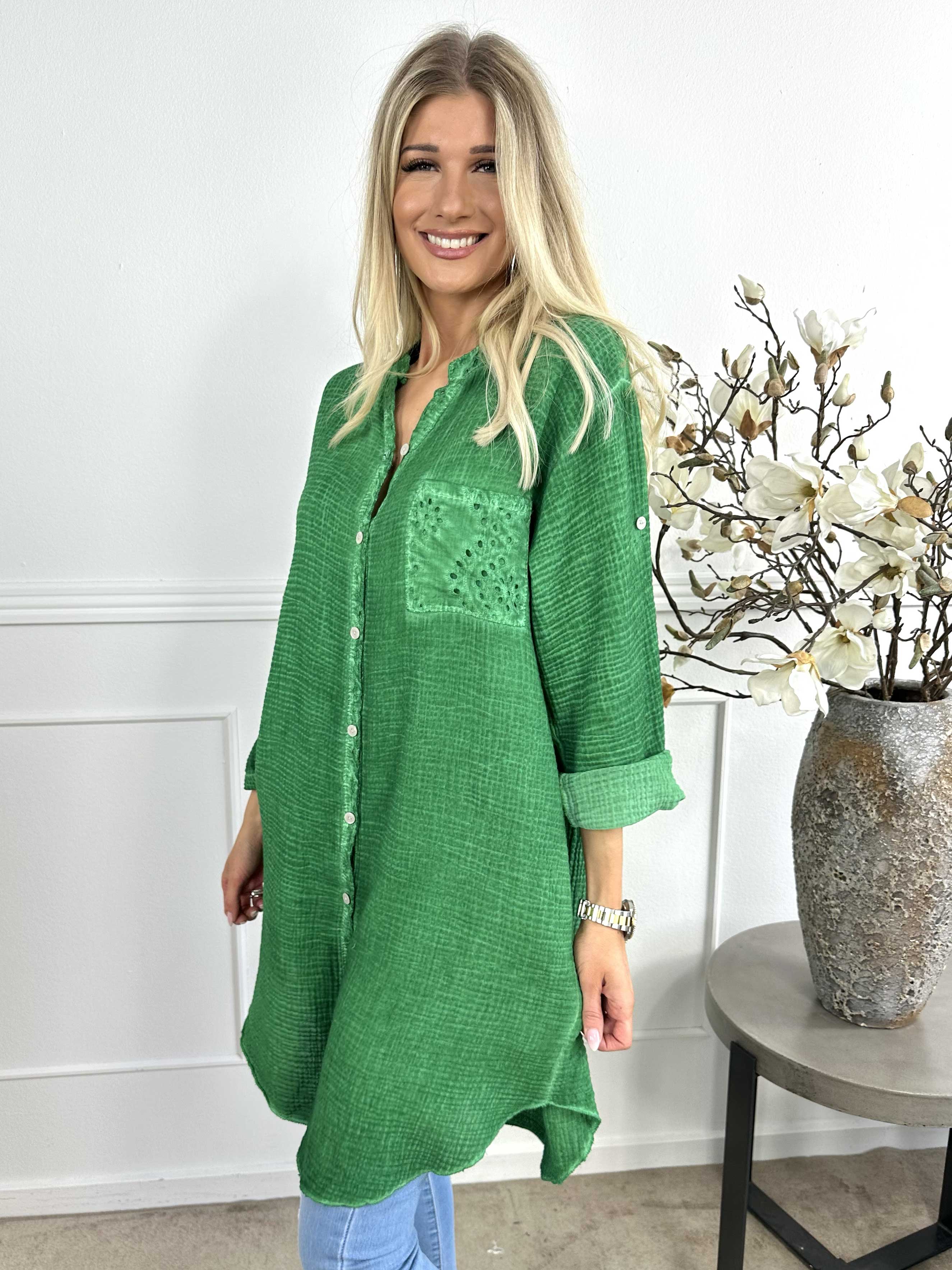 Inez - Lång mjuk skjorta i bäck- och vågtyg